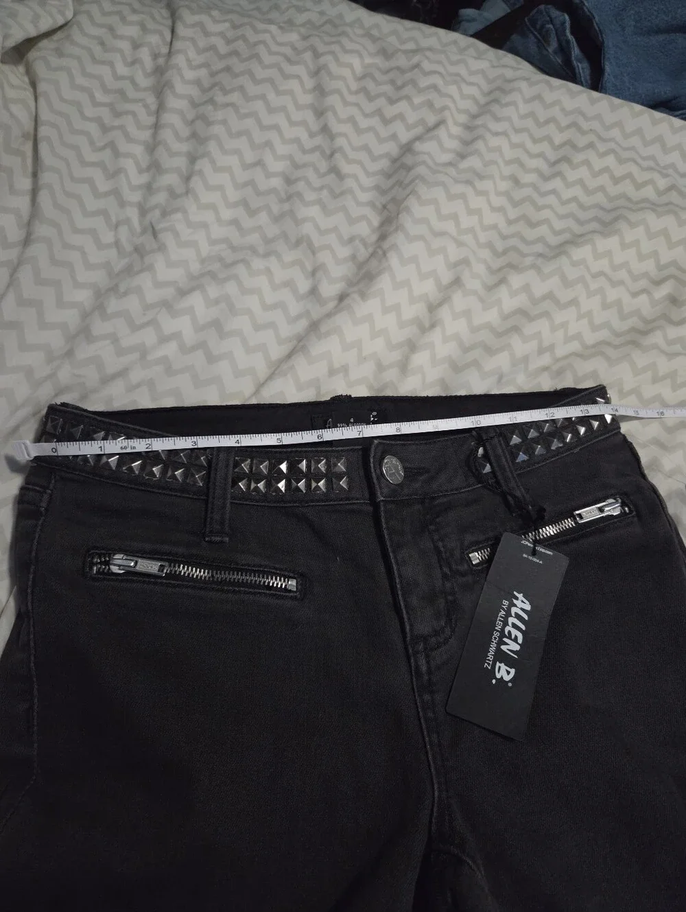 Y2K Deadstock Allen B Goth Punk Black Denim Studded Capris/Long Shorts
